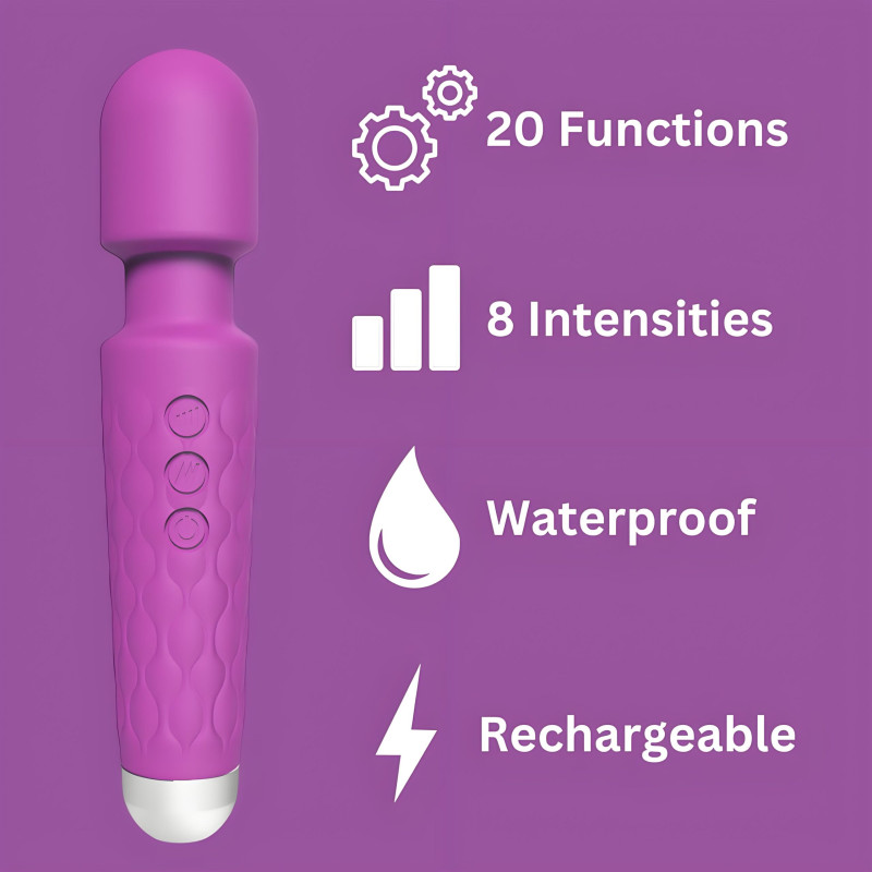 Loving Joy 20 Function Wand Vibrator Purple Loving Joy 20 Function Wand Vibrator Purple